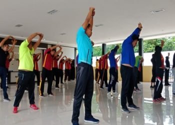 Polres Bangka dan Satpam Gelar Senam Bersama