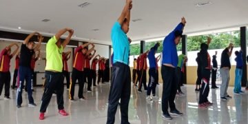 Polres Bangka dan Satpam Gelar Senam Bersama