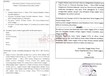 Inilah Format Surat Peringatan dan Pencabutan KTA Satpam