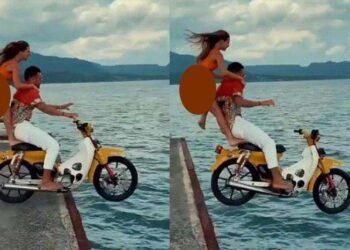 Kelabui Satpam, Sepasang Bule Ceburkan Motornya ke Laut