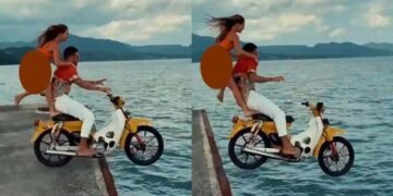 Kelabui Satpam, Sepasang Bule Ceburkan Motornya ke Laut