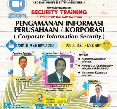 APSI Gelar Security Training Online Pengamanan Informasi