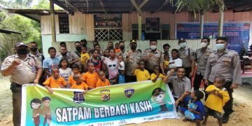 Sambut HUT Satpam ke-41, Polres Keerom dan Satpam Sambangi Panti Asuhan
