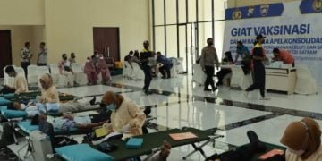 Jelang HUT Satpam ke-41, Satbinmas Polresta Siodarjo dan BUJP Gelar Vaksinasi dan Donor Darah