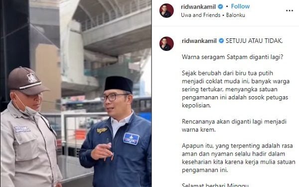 Ramai Soal Pergantian Seragam Satpam, Ridwan Kamil Temui Satpam