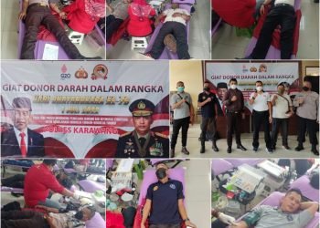 Sambut HUT ke-76 Bhayangkara, KBS-RI DPC Karawang Ikut Donor Darah