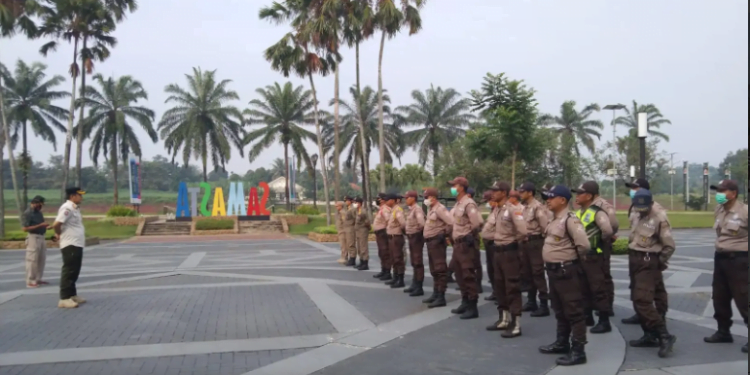 Jaga Kondusifitas Wilayah, Satpol PP-Satpam Gelar Apel Bersama