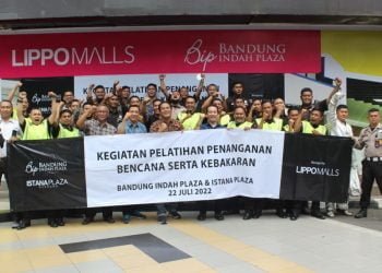 Diskar PB Kota Bandung dan Satpam Mal Gelar Penanganan Bencana