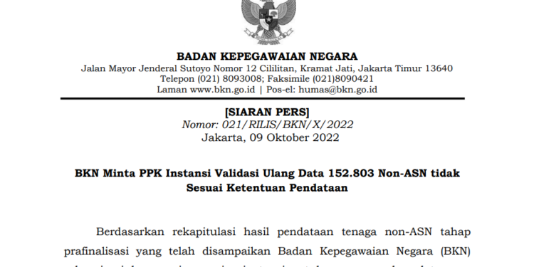 BKN Tolak Ratusan Ribu Data Non ASN, Salah Satunya Satpam