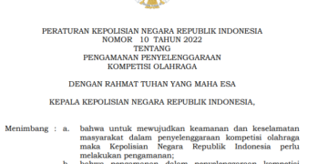 Polri Keluarkan Perpol tentang Pengamanan Penyelenggaraan Kompetisi Olah Raga