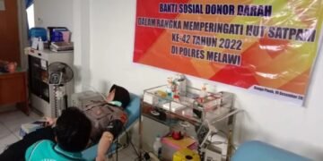 Meriahkan HUT ke-42 Satpam, Polres Melawi dan Satpam Gelar Donor Darah
