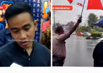 Muliakan Satpam, Gibran Tolak Dipayungi saat Kehujanan