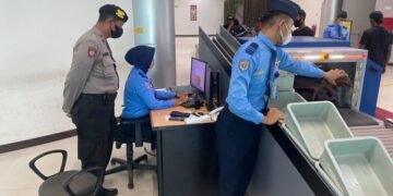 Polresta Palangka Raya Lakukan Pengamanan di Bandara Tjilik Riwut