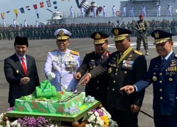 Menjaga Keamanan Pemilu 2024 Jadi Pesan dalam Peringatan HUT ke-78 TNI di Koarmada II