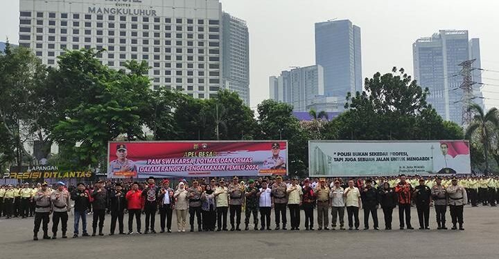 649 Satpam Ikuti Apel Gabungandi Polda Metro Jaya Deklarasi Pemilu Damai 2024