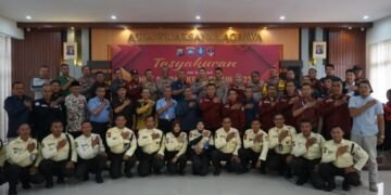 Polri dan Satpam di Gresik Dukung Pemilu Aman dan Damai