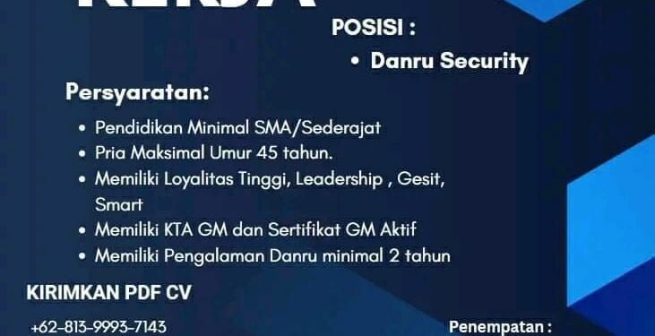 Wira Jala Perkasa Membutuhkan Danru Satpam, Ini Syaratnya